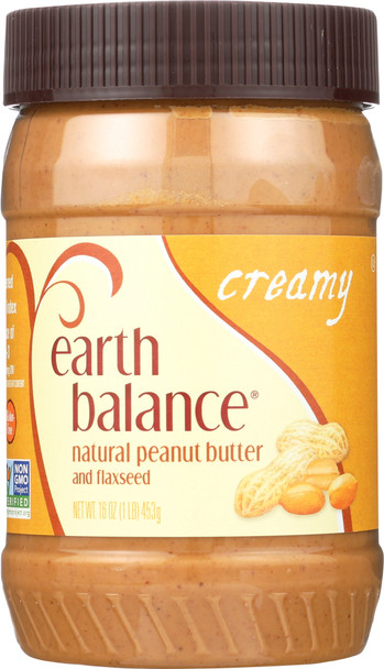 Earth Balance: Natural Peanut Butter & Flaxseed Creamy, 16 Oz