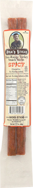 Nicks Sticks: Free Range Spicy Turkey Snack Sticks, 1.7 Oz