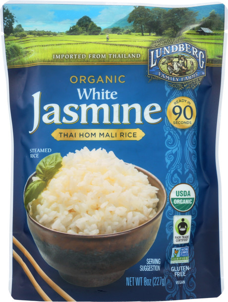 Lundberg: White Jasmine Thai  Hom Mali Rice, 8 Oz