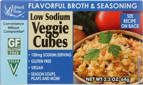 Edward & Sons: Bouillon Cube Gluten Free Low Sodium Veggie, 2.2 Oz