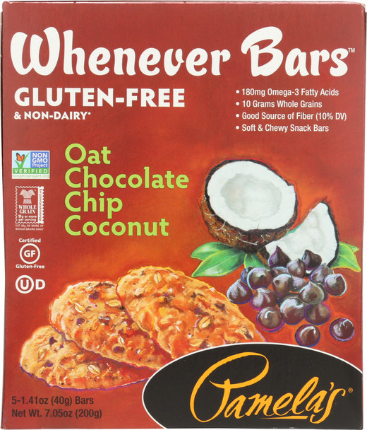 Pamela's: Whenever Bars Oat Chocolate Chip Coconut, 7.05 Oz