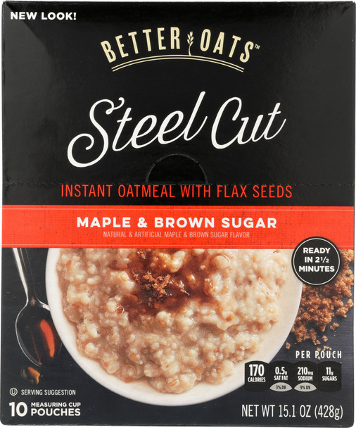 Better Oats: Oatmeal Steel Cut Maple & Brown Sugar, 15.1 Oz