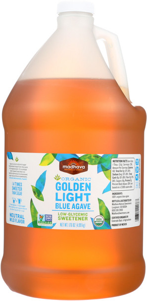 Madhava: Organic Golden Light Blue Agave Nectar, 176 Oz