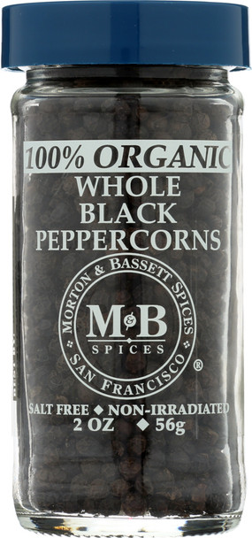 Morton & Bassett: Organic Whole Black Peppercorns, 2 Oz