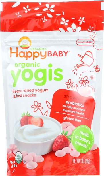 Happy Baby: Organic Yogis Yogurt And Fruit Snacks Strawberry, 1 Oz