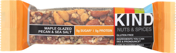 Kind: Nuts And Spices Maple Glazed Pecan And Sea Salt Bar, 1.4 Oz