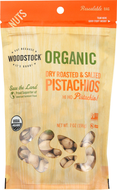 Woodstock: Pistachios Organic Dry Roasted And Salted, 7 Oz