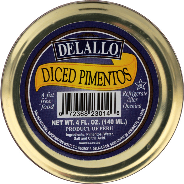 Delallo: Diced Pimentos, 4 Oz
