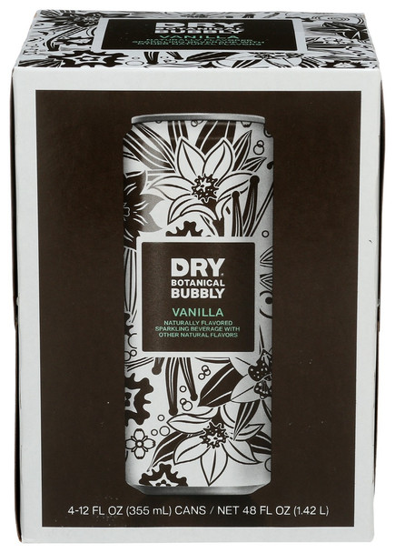 Dry Soda: Vanilla Botanical Bubbly 4pack Cans, 48 Oz