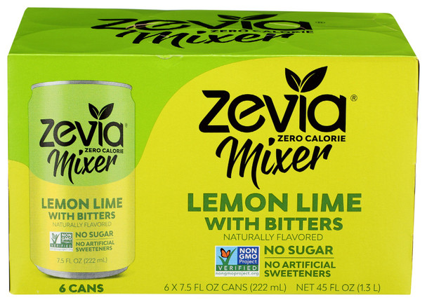 Zevia: Lemon Lime With Bitters Mixer 6pack, 45 Oz