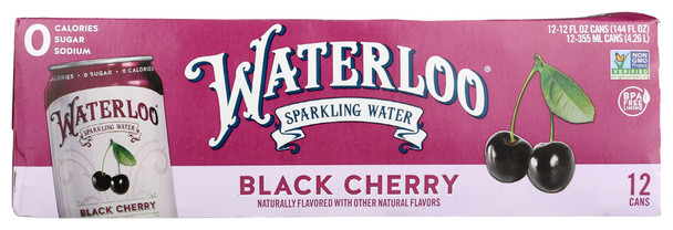 Waterloo Sparkling Water: Water Sprk Blk Chrry 12pk, 144 Fo