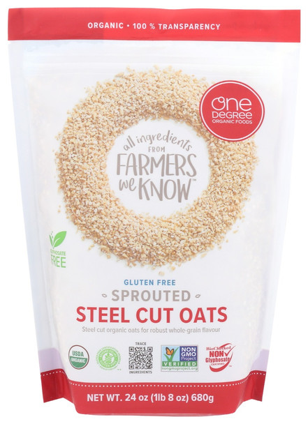 One Degree: Organic Sprouted Steel Cut Oats, 24 Oz