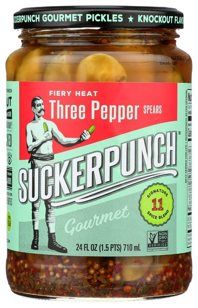 Suckerpunch: Pickle Spears 3pepper Fire, 24 Oz
