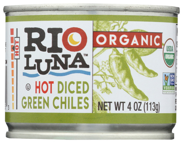 Rio Luna: Organic Hot Diced Green Chiles, 4 Oz