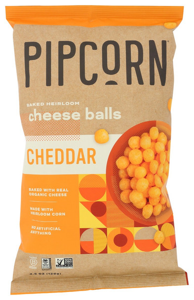 Pipcorn: Cheese Balls Cheddar, 4.5 Oz