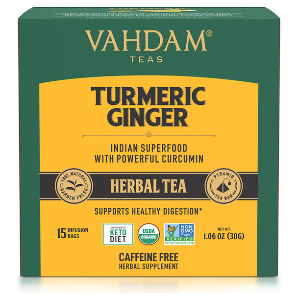 Vahdam Teas: Turmeric Ginger Herbal Tea, 1.06 Oz