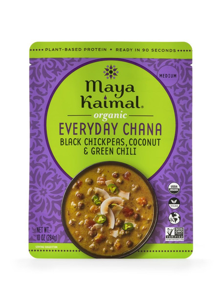 Maya Kaimal: Black Chickpeas Coconut & Green Chili Organic Everyday Chana, 10 Oz