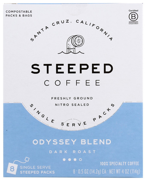 Steeped Coffee: Odyssey Blend Dark Roast Coffee, 8 Ea