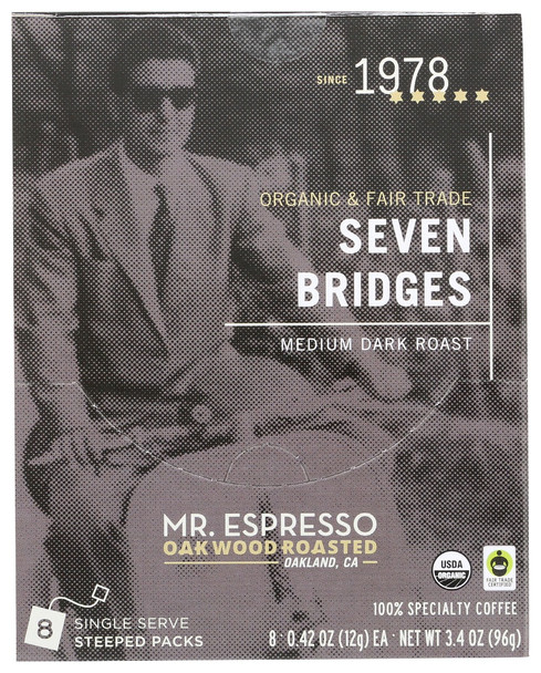 Mr Espresso: Organic And Fair Trade Seven Bridges Medium Dark Roast Coffee, 8 Bg