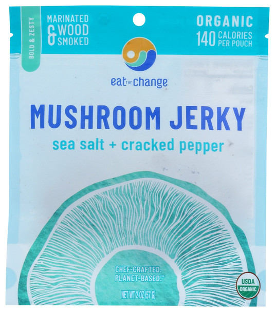 Eat The Change: Organic Sea Salt And Cracked Pepper Mushroom Jerky, 2 Oz