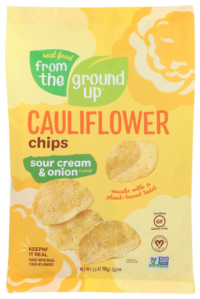 From The Ground Up: Cauliflower Chips Sour Cream And Onion Flavor, 3.5 Oz