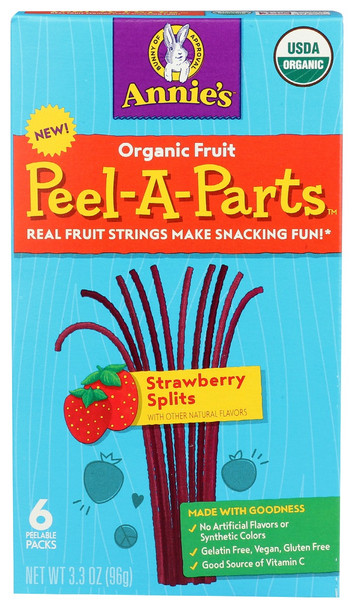 Annies Homegrown: Organic Peel A Parts Strawberry Splits Fruit Snack, 3.3 Oz