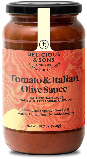 Delicious And Sons: Tomato And Italian Olive Sauce, 18.7 Oz