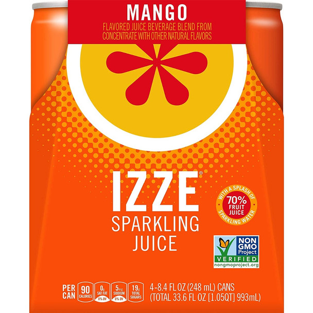 Izze Beverage: Mango Sparkling Juice 4pk, 33.6 Fo