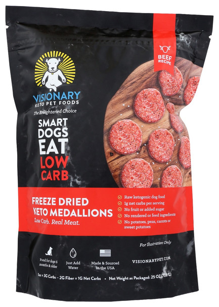 Visionary Pet Foods: Beef Freeze Dried Keto Medallion For Dogs, 25 Oz