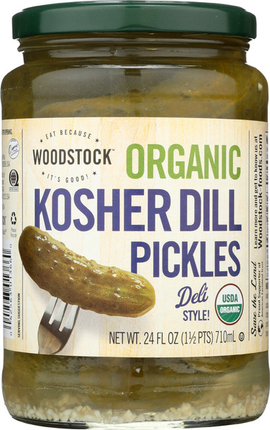 Woodstock: Pickles Dill Whole Kosher Organic, 24 Oz