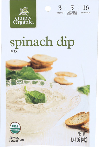 Simply Organic: Organic Spinach Dip Mix, 1.41 Oz Simply Organic: Organic Spinach Dip Mix, 1.41 Oz