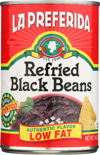 La Preferida: Refried Black Beans Authentic Flavor 99% Fat Free, 16 Oz