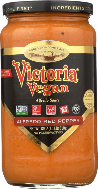 Victoria: Sauce Alfredo Vegan Roasted. 18 Oz
