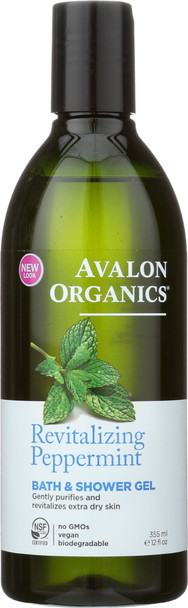 Avalon Organics: Bath & Shower Gel Peppermint, 12 Oz