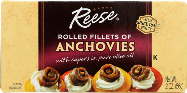 Reese: Rolled Fillets Of Anchovies With Capers In Olive Oil, 2 Oz