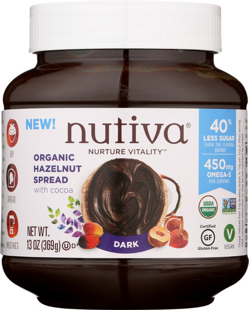 Nutiva: Organic Hazelnut Spread Dark, 13 Oz