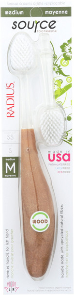 Radius: Source Toothbrush With Replacement Head Medium Bristle, 1 Tootbrush