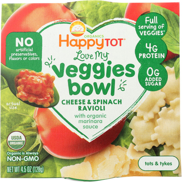 Happy Baby: Cheese And Spinach Ravioli Bowl, 4.5 Oz