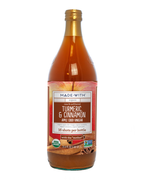 Made With: Turmeric & Cinnamon Organic Apple Cider Vinegar, 33.8 Fl Oz