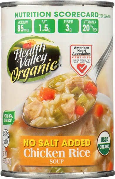 Health Valley: Organic Chicken Rice Soup No Salt Added, 15 Oz