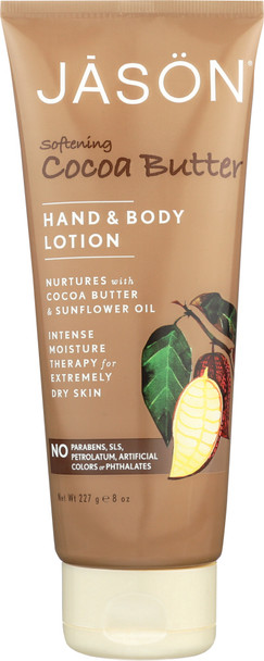 Jason: Hand & Body Lotion Softening Cocoa Butter, 8 Oz