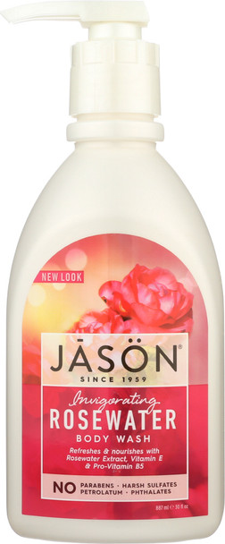 Jason: Body Wash Invigorating Rosewater, 30 Oz