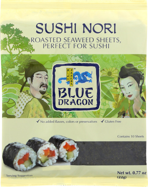 Blue Dragon: Sushi Nori Roasted Seaweed Perfect For Sushi, 0.77 Oz