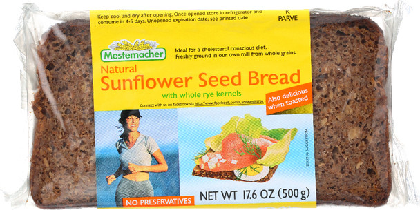 Mestemacher: Natural Sunflower Seed Bread With Whole Rye Kernels, 17.6 Oz