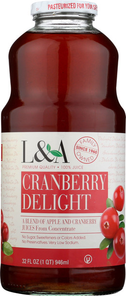 L & A Juice: Cranberry Delight, 32 Oz