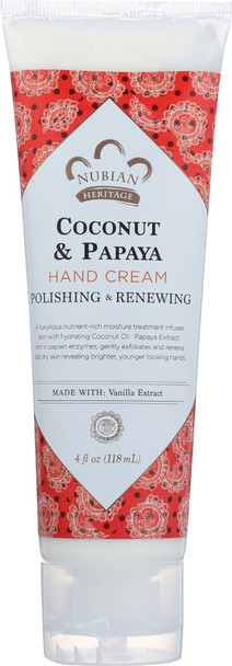 Nubian Heritage: Hand Cream Coconut Papaya, 4 Oz