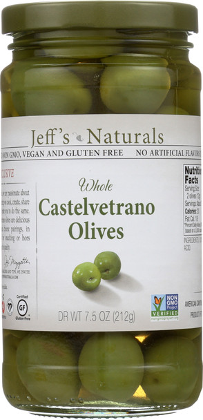 Jeff's Naturals: Whole Castelvetrano Olives, 7.5 Oz