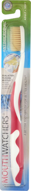 Mouth Watchers: Toothbrush Adult Manual Red, 1 Ea