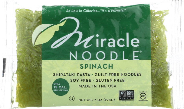 Miracle Noodle: Shirataki Pasta Spinach Angel Hair, 7 Oz