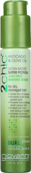 Giovanni Cosmetics: 2chic Ultra-moist Super Potion Anti-frizz Binding Serum Avocado & Olive Oil, 1.8 Oz